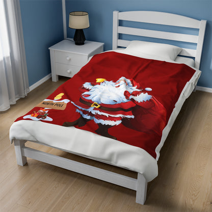 Merry Christmas, Santa Claus Velveteen Plush Blanket