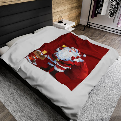 Merry Christmas, Santa Claus Velveteen Plush Blanket