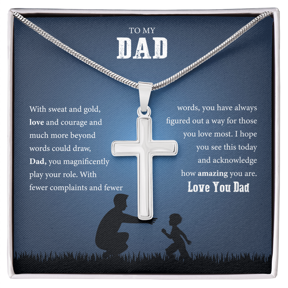 To My Dad Artisan Cross Necklace